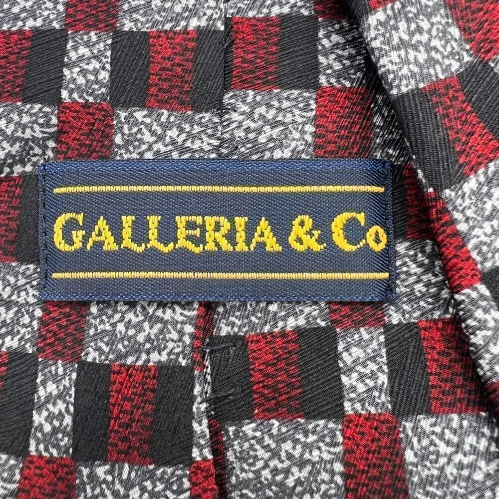 Galleria & Co Necktie Tie All Italian Silk Made in USA Red Black and White Check